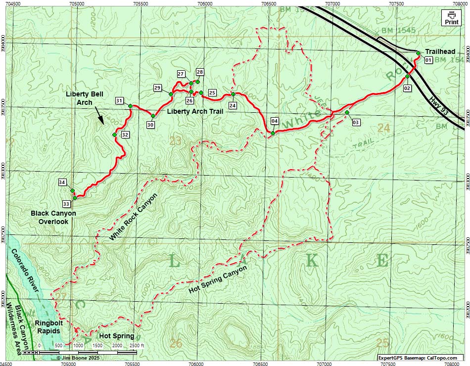 Liberty Bell Arch Route Map