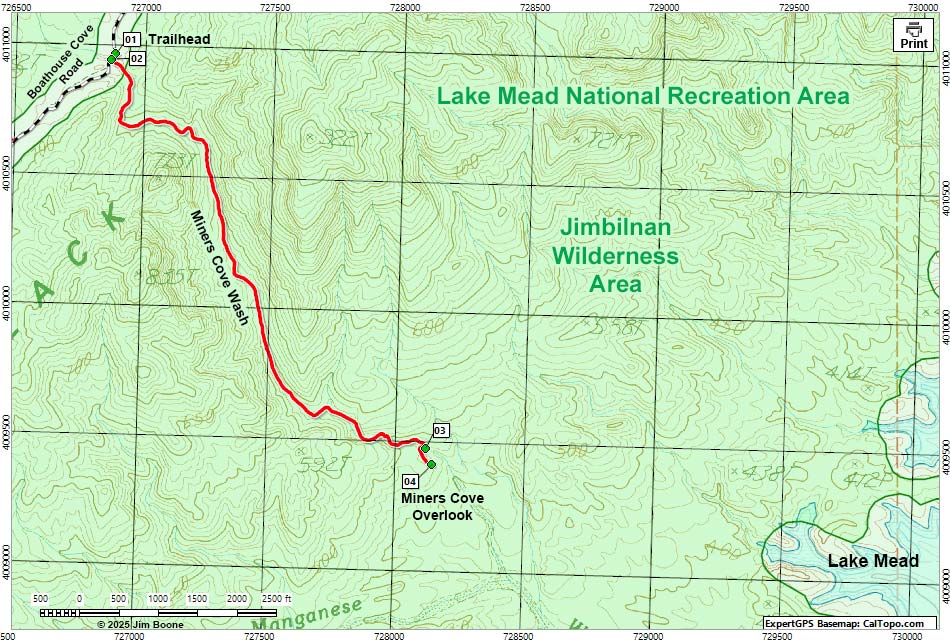 Miner's Cove Wash Overlook Map