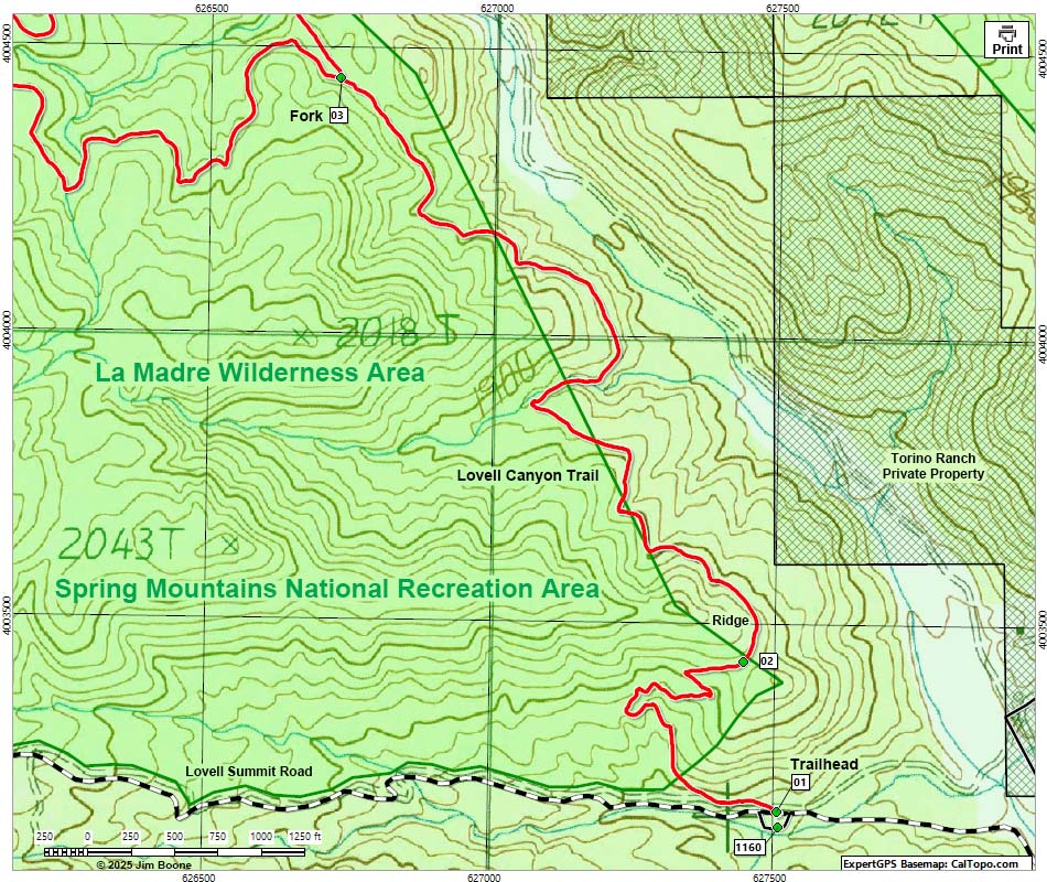 Lovell Canyon Trail, south section