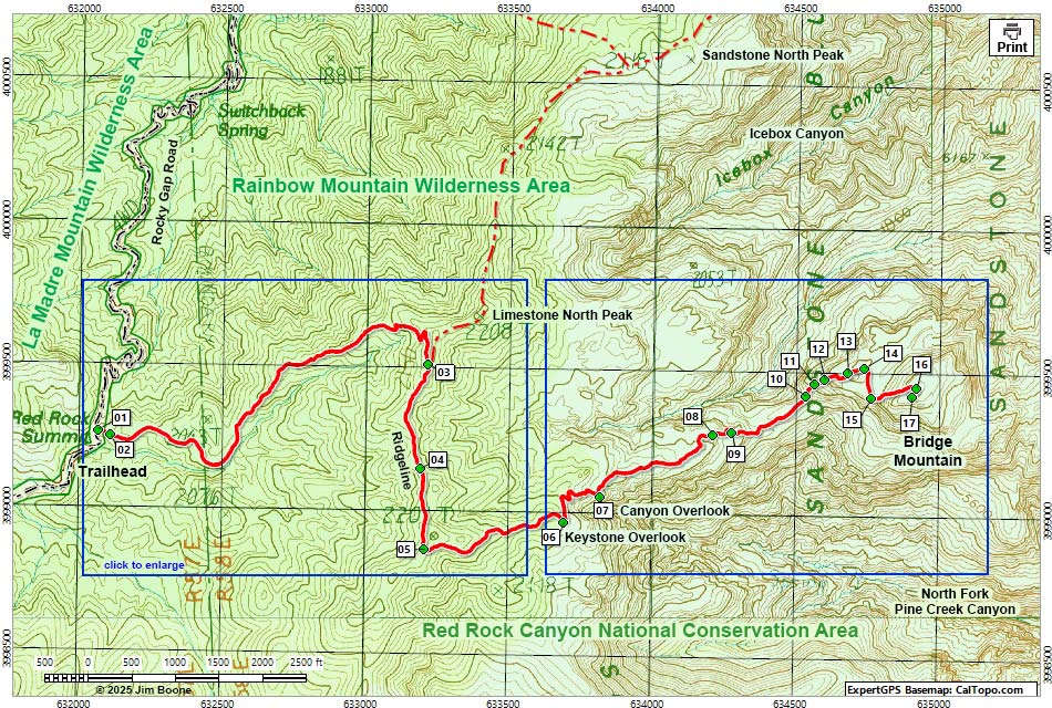 Bridge Mountain Route Map