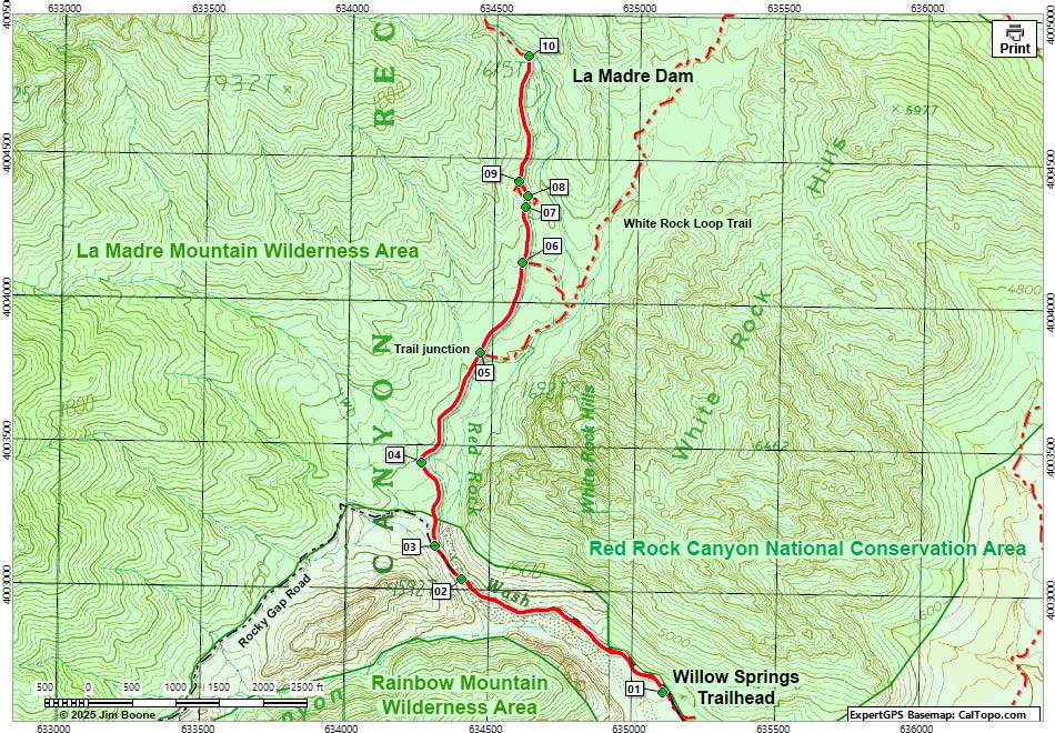 La Madre Spring Map