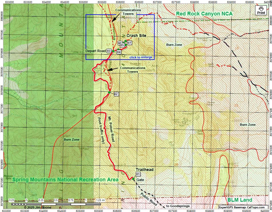 Carole Lombard Crash Site Map