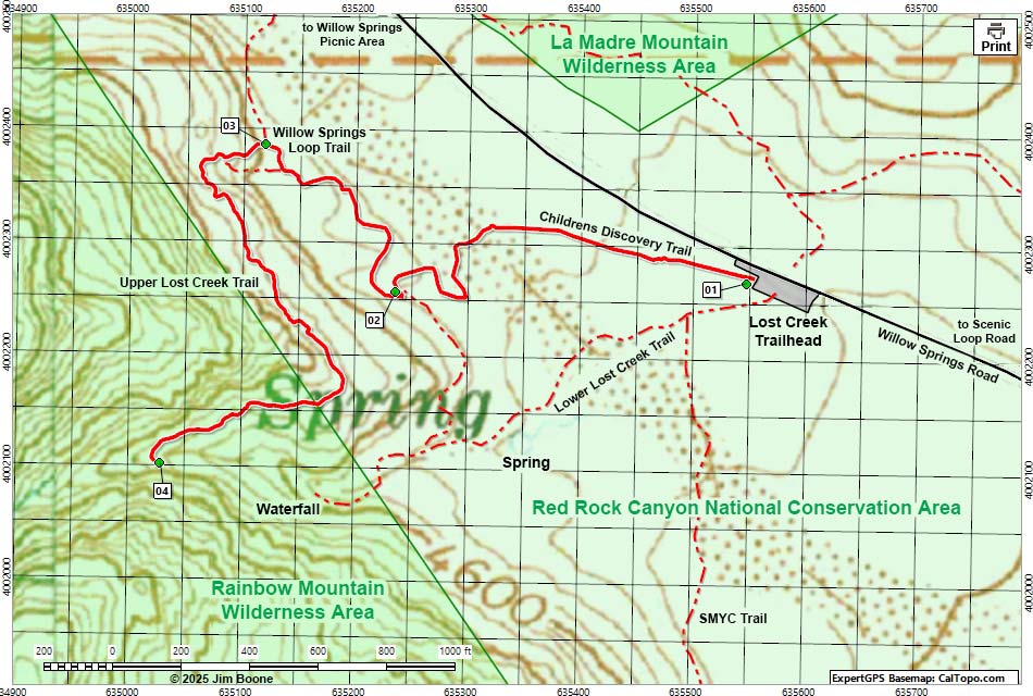Upper Lost Creek Falls Route Hiking Map