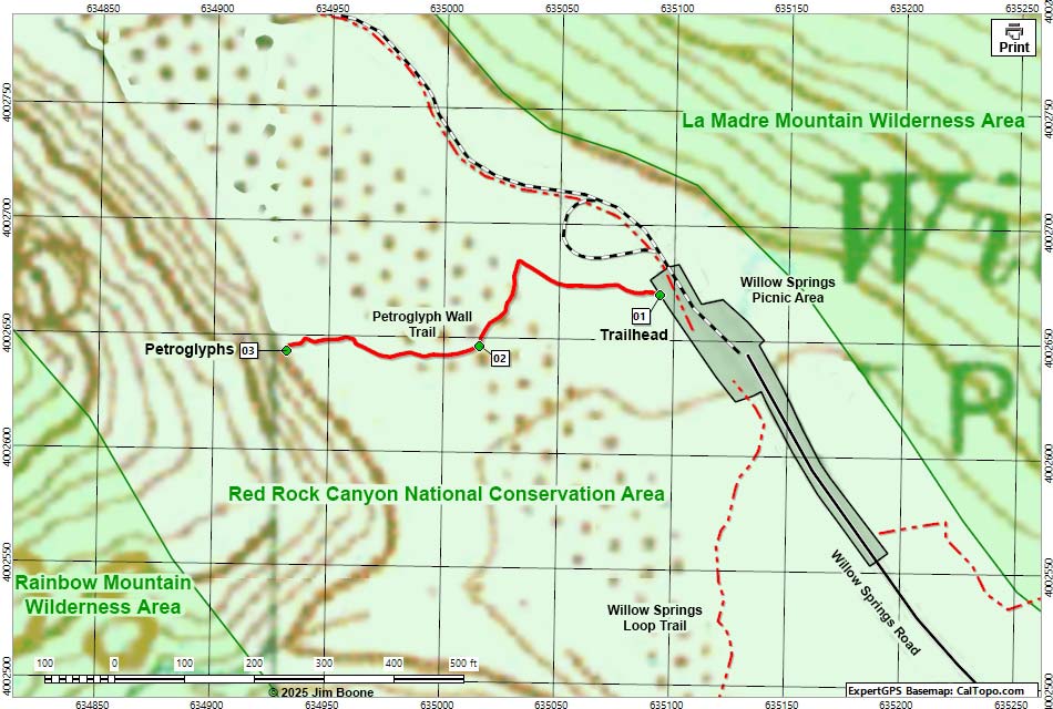 Petroglyph Wall Trail Map