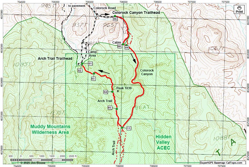 Colorock Canyon Loop Map