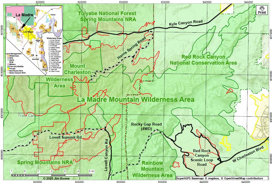 La Madre Mountain Wilderness Area Map